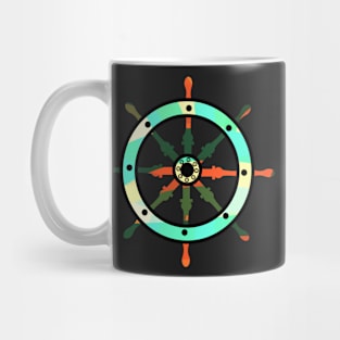 Ship helm on an abstract background Mug